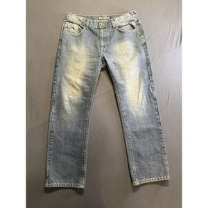 Enyce Jeans Mens 36x30 Blue Denim Designer Regular Fit Wide Baggy Streetwear y2k